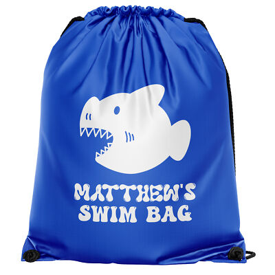 Personalised Shark Drawstring Bag Back to School Girl PE Sports Custom Name  UK