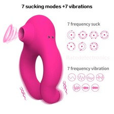 Penis Cock Ring Clit Sucking G-spot Stimulator Vibrator Sex Toy Men Couple Women