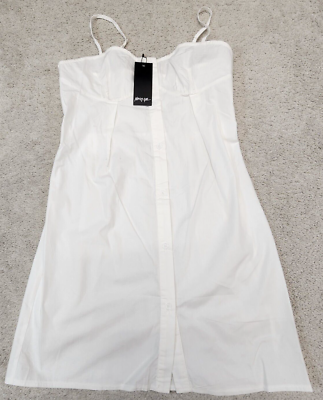 Nasty Gal White Corset Button Front Mini Shirt Dress Size 6 NEW | eBay