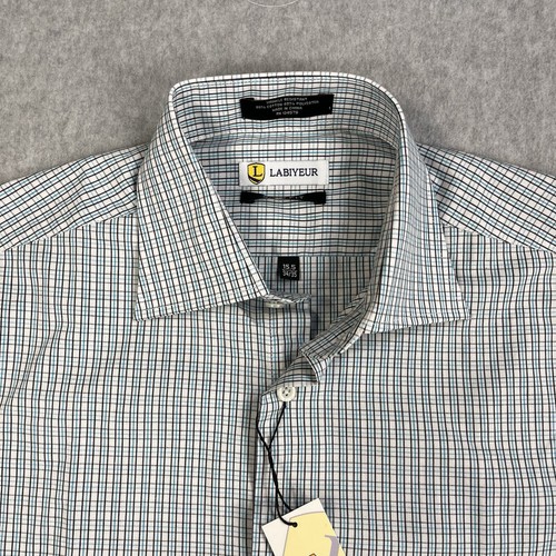 Labiyeur Dress Shirt Mens 15.5 34/35 French Cuff Striped Slim Fit Wrinkle Resist - Picture 2 of 10