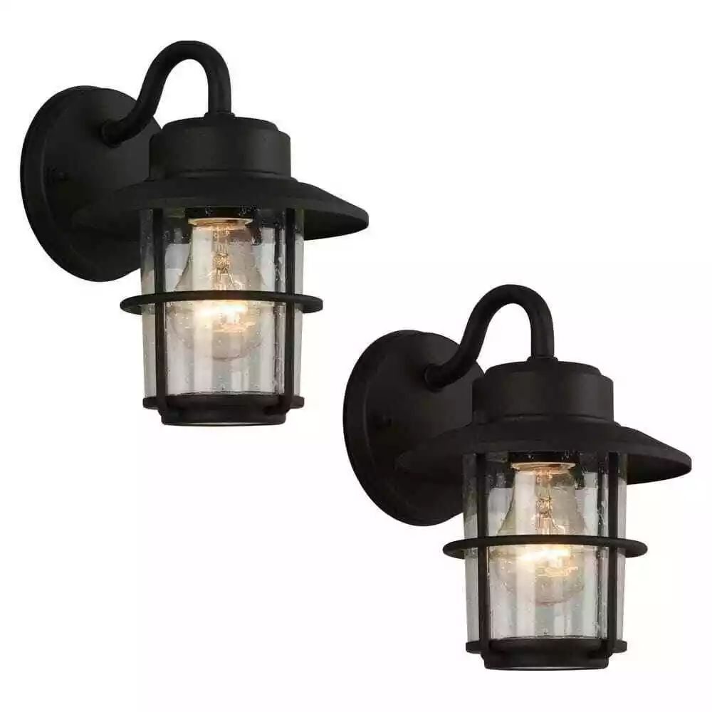 Hampton Bay 1 Light Black Outdoor Wall Lantern Sconce 2 Pack
