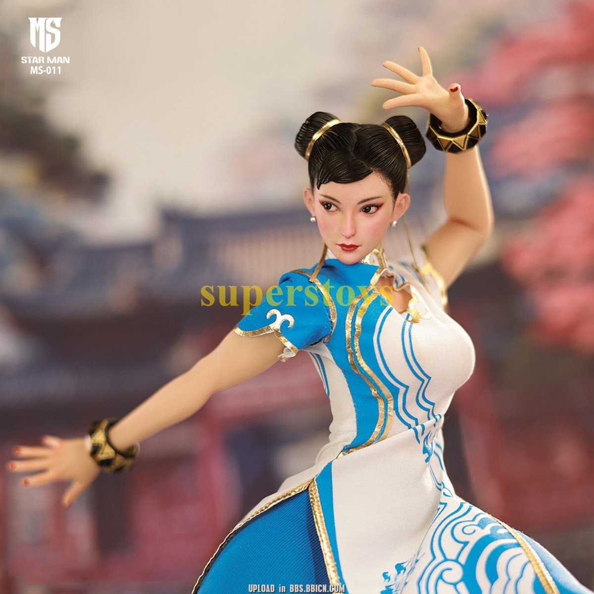 STAR MAN MS-011 1/6 Chun li白ストリートファイター6 Star Man 1/6 MS-011 Female Fighter Chun-Li Blue Cloud