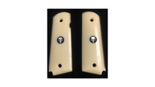 1911 Full size Ivory Acrylic Grips with Black Punisher Medallions