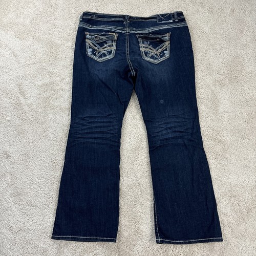 Trademark Womens Jeans Plus Size 22 Blue Denim Iconic Slim Boot Bling Embelished - Picture 21 of 24
