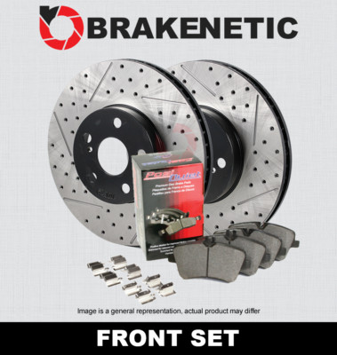 FRONT Premium Drill Slot Brake Disc Rotors + Ceramic Pads BPK85895