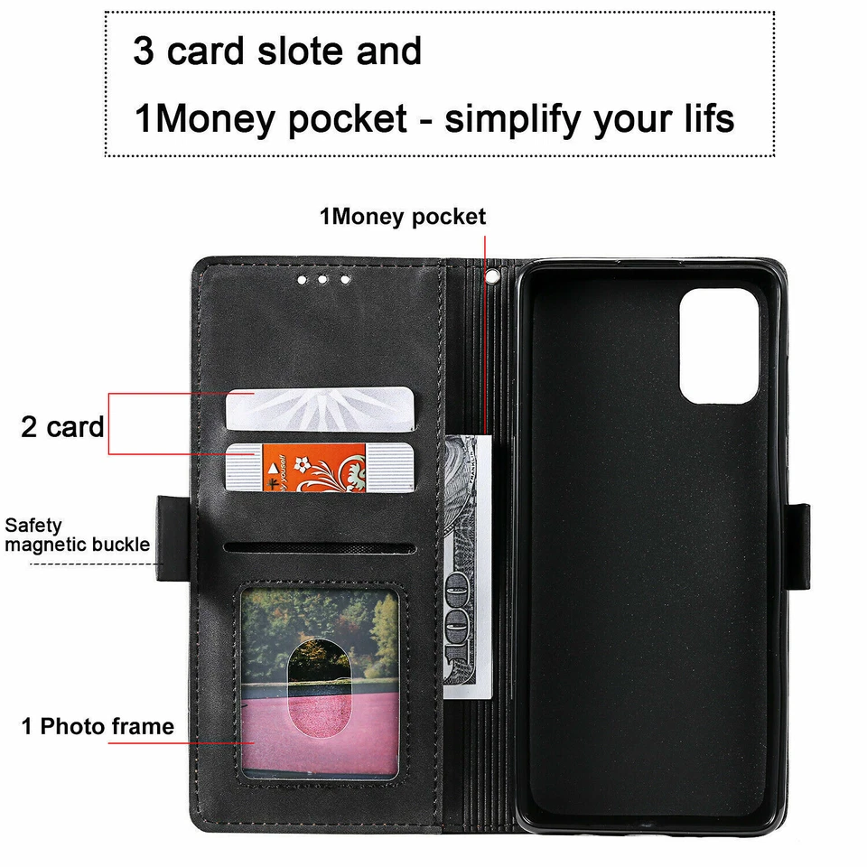 Leather Wallet Flip Case For Samsung Galaxy S25 S24 S23 Ultra S22 S21 S20 Note20 - Image 4 of 4