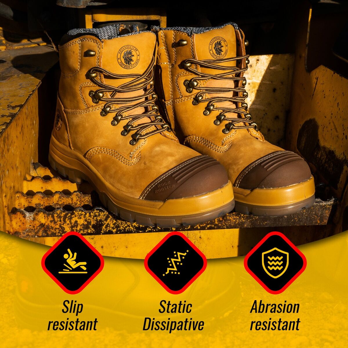 ROCKROOSTER 7 inch Steel Toe Wide Zipper Work Boots for Men, Slip On Shoes ROCKROOSTER 7 inch Steel Toe Wide Zipper Work Boots for Men, Slip On Shoes