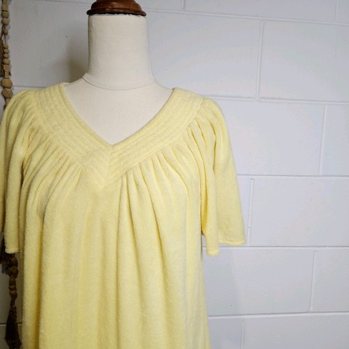 Eclipse Sydney Vintage Yellow Terrycloth Dress Size M/L Pool Beach Cover-up 70s - Picture 10 of 11