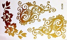 Flash Einmal Tatuaggio Temporaneo Oro 3teile Bracciale Collana Piede Corpo Henna