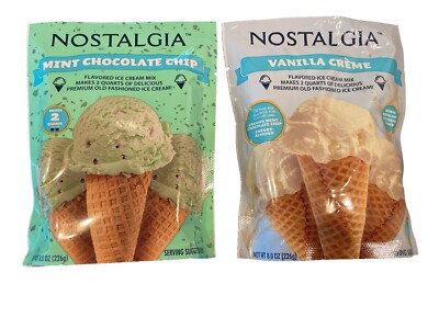 Nostalgia Vanilla Crème Mint Chocolate Ice Cream 8.0oz Lot 2