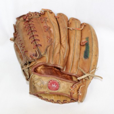 Vintage National King Baseball Glove Red Leather Top Grain Steer Hide Rawhide