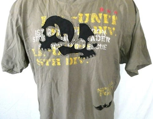 JNCO Jeans Green XL T Shirt Skulls Combat Special Forces Vintage USA Cotton