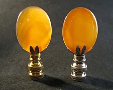 Stone Lamp Finial-AMBER RED AGATE With AB, PB or Nickel Base (1-PC.)