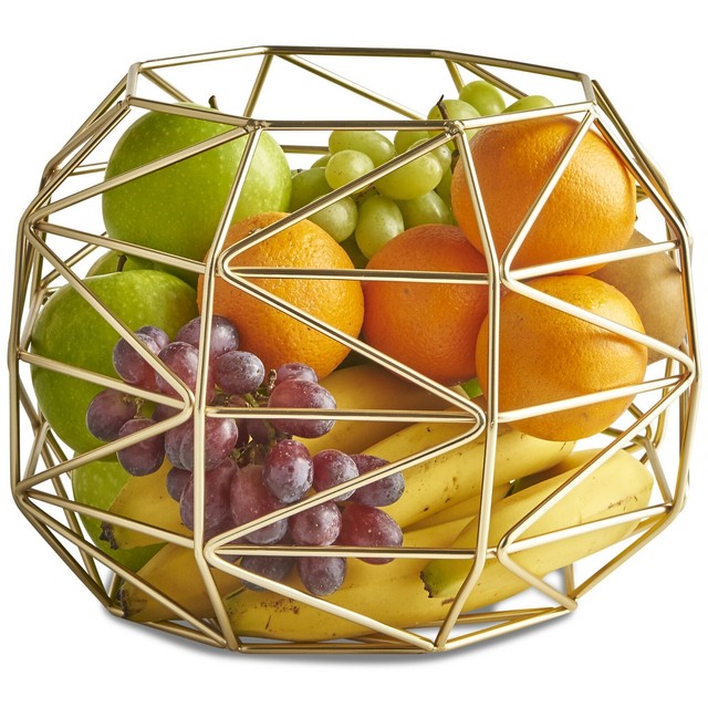 VonShef Large Fruit Bowl Basket Stainless Steel Gold Storage eBay