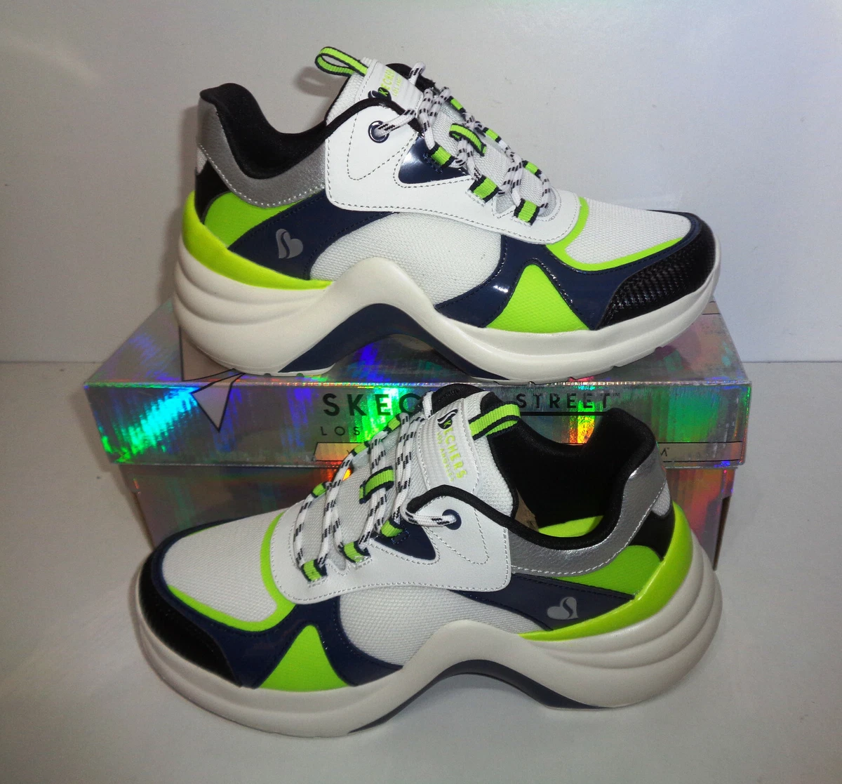 Skechers Ladies Memory Foam White Casual Lace Up Trainers Shoes New Womens Sizes