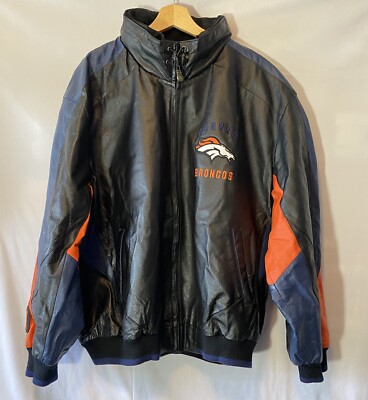 Vintage 2XL Denver Broncos Leather Jacket Coat Embroidered Official NFL  Jacket
