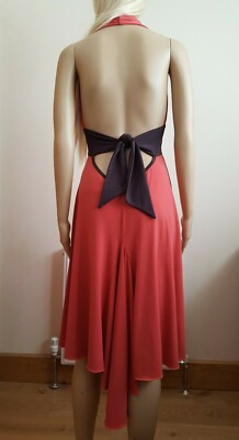 Designer Vicky Martin Coral Plunge V Halter Neck Backless Midi Skater Dress  UK10 | eBay UK