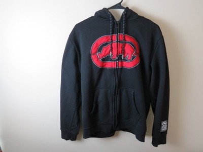 Ecko Unltd. black zip up medium hoodie large rhinoceros logo very good condition