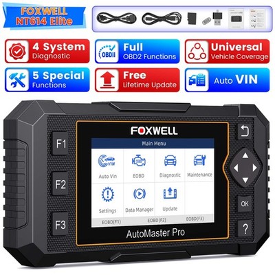 FOXWELL NT614 Elite OBDII Scanner Diagnostic Car ABS SRS Engine Transmission Oil