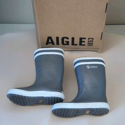 Aigle Lolly Pop Kinder Gummistiefel Größe 25 Jungen Grau-Blau