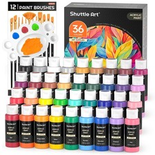 Shuttle Art Acrylic Paint Set, 36 Colours (60ml, 60 ml (Pack of 36), Gold 