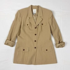 Vintage Oversized Blazer Womens 14 Camel Tan Classic Tailored Jacket En Avance