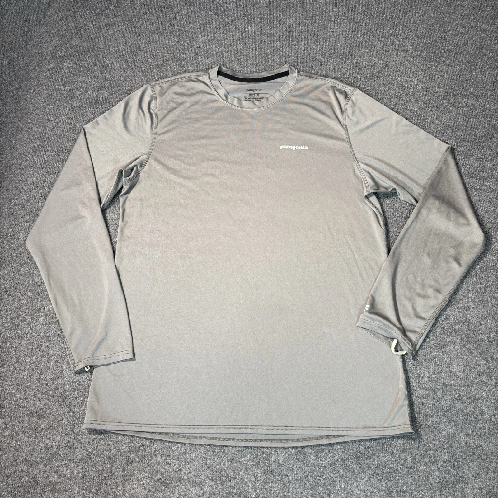 Patagonia Shirt Mens Medium Gray Long Sleeve Sun Tee UPF 50 Protection Fishing