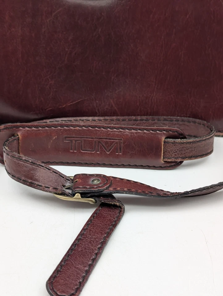 Vtg Tumi Full Grain Leather Expandable Briefcase Brown Key Lock Italy 16x12x7 - Image 3 of 4