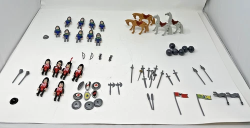 VINTAGE Castle Knight Lot 19 PLAYMOBIL  Figures Horses Accessories Weapons
