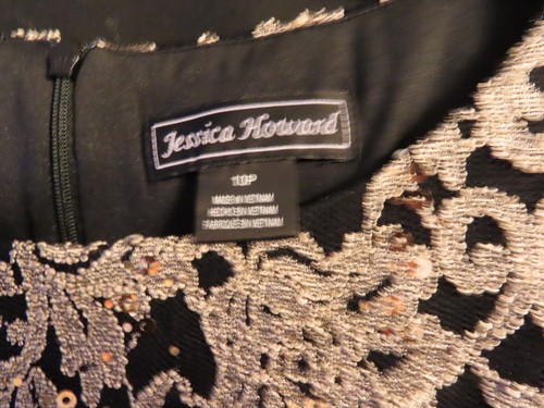 Jessica Howard Women's Brown /Black/Sequins Shift Dress Petites 10P NEW - Picture 4 of 8