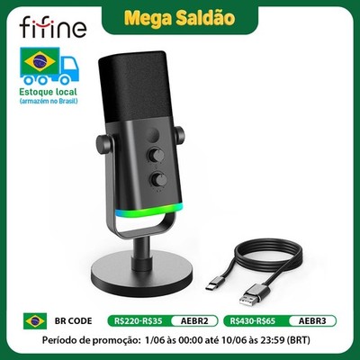 FIFINE AM8 Dynamisches USB XLR Mikrofon RGB Gaming Streaming Podcast Mic