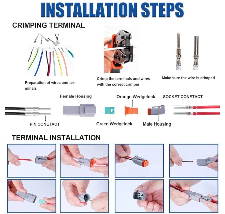102 шт. 2-контактный немецкий серый разъем DT 12 комплектов, размер 16 сплошные контакты Waterpr - Изображение 3 из 4
