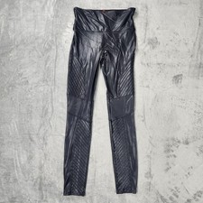 Spanx Moto Leggings Womens Medium Black Faux Leather High Rise Stretch Pants