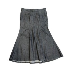 Vintage 90s Bisou Bisou Denim Black Stretch Mermaid Maxi Skirt 16 Western Boho