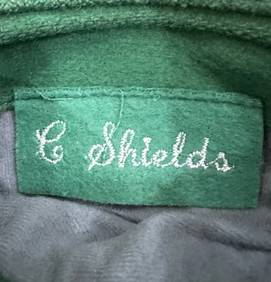 Chaqueta Letterman vintage de los años 80 para mujer talla pequeña parche de bota ABB defectos verdes Foto 4 de 4