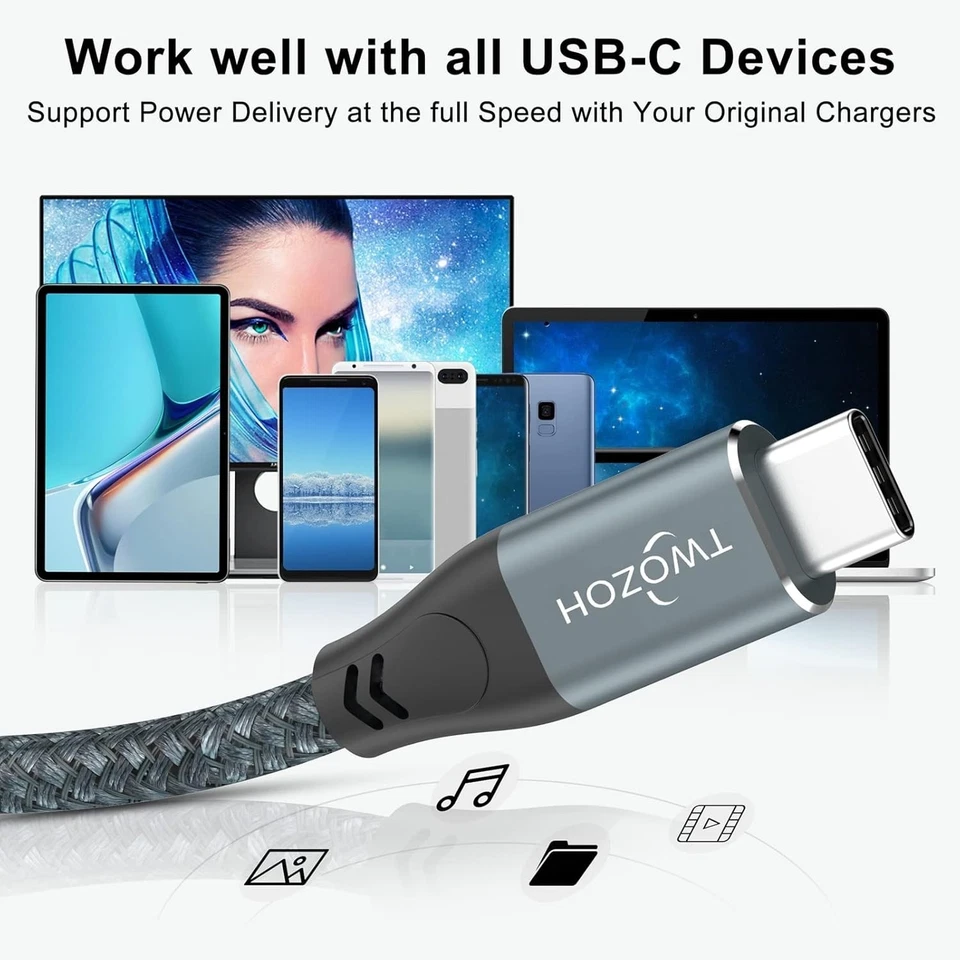 2-Pack 15FT USB C to USB C Cable 20Gbps Data Transfer - Image 4 of 4