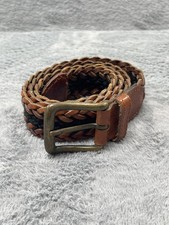 Fossil Belt Mens L Brown Black Leather Braide...