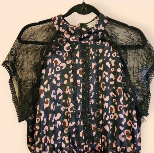 Liquorish (ASOS) Curve SIZE 16 A-line lace detail midi dress in leopard … - Picture 5 of 8