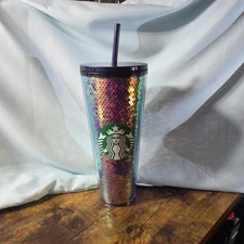 Starbucks Sequin Tumbler Iridescent Purple Dichroic Navy Holiday 2020 - 24 oz