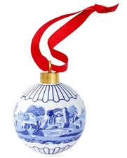 Spode Blue Italian Scenic Christmas Tree Bauble
