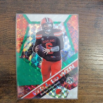 2020 Panini Mosaic Football Will to Win Insert Green Prizm Baker Mayfield #WW19