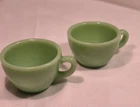 2 Vintage Fire-King Jadeite Thick Coffee Cups Anchor Hocking Jadite Oven Ware