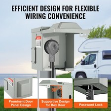VEVOR 30 Amp RV Power Outlet Box, 125 250 Volt, Enclosed Lockable Outdoor RV Rec