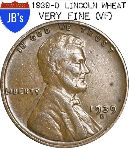 1939-D Lincoln Wheat Cent Penny 1c - VERY FINE (VF)