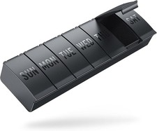Large Weekly Pill Organizer 7 Day Travel Case for Vitamins Black