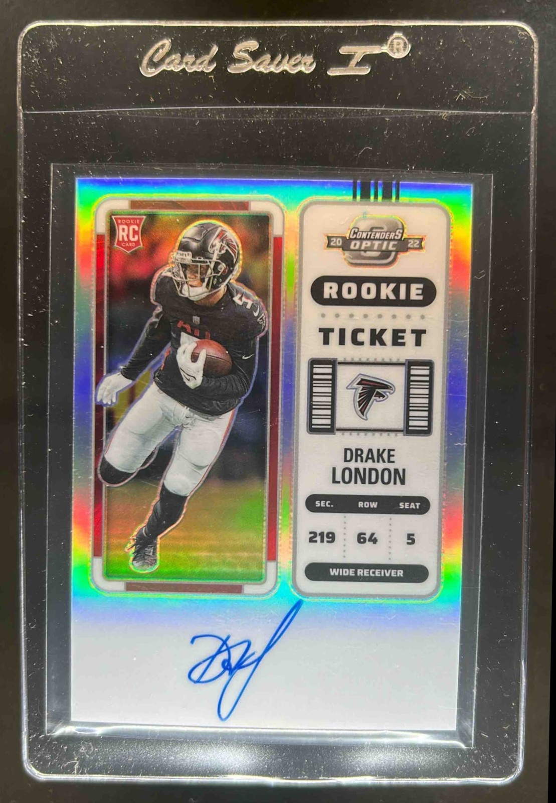 2022 Contenders Optic Drake London RC Silver Rookie Ticket RPS Auto #115 Falcons