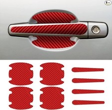 8PCS Car Door Handle Scratch Protectors, Red Carbon Fiber Door Color: Red-8PCS