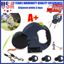 360Swivel Dual 2 Dog Retractable Leash, Auto-Untangles, Reflective Leads, Blue