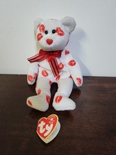 Smooch Valentines Love Bear Beanie Baby TY - Tag Included Not Attached