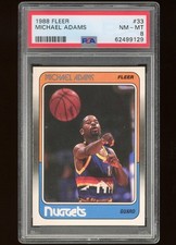 1988-89 Fleer Michael Adams RC #33 - Denver Nuggets Rookie  PSA 8